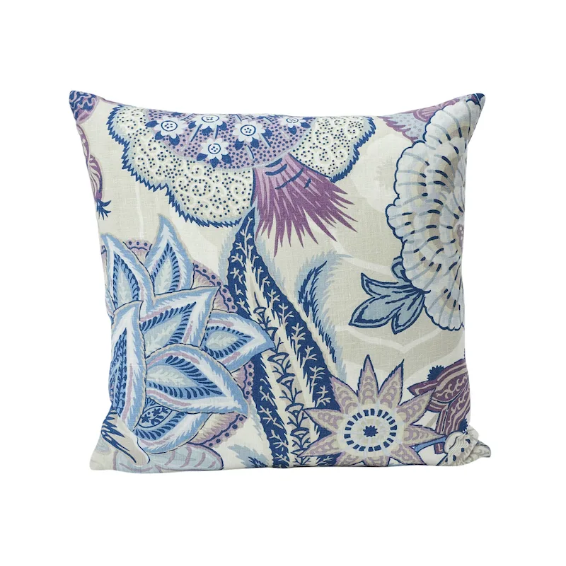 Schumacher Zanzibar Linen Print Pillow in Hyacinth (SO17352304)
