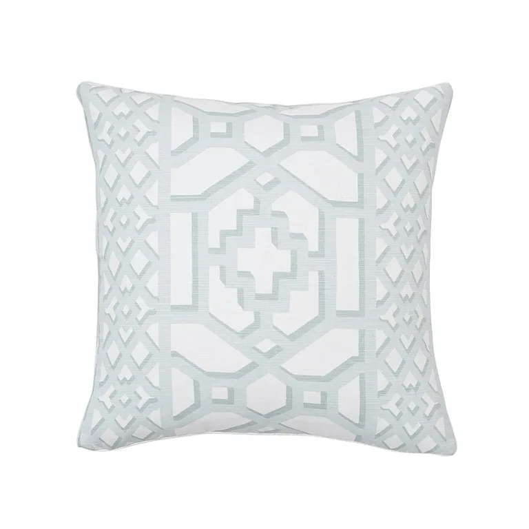 Schumacher Zanzibar Trellis Pillow in Winter Mint (SO17574604)