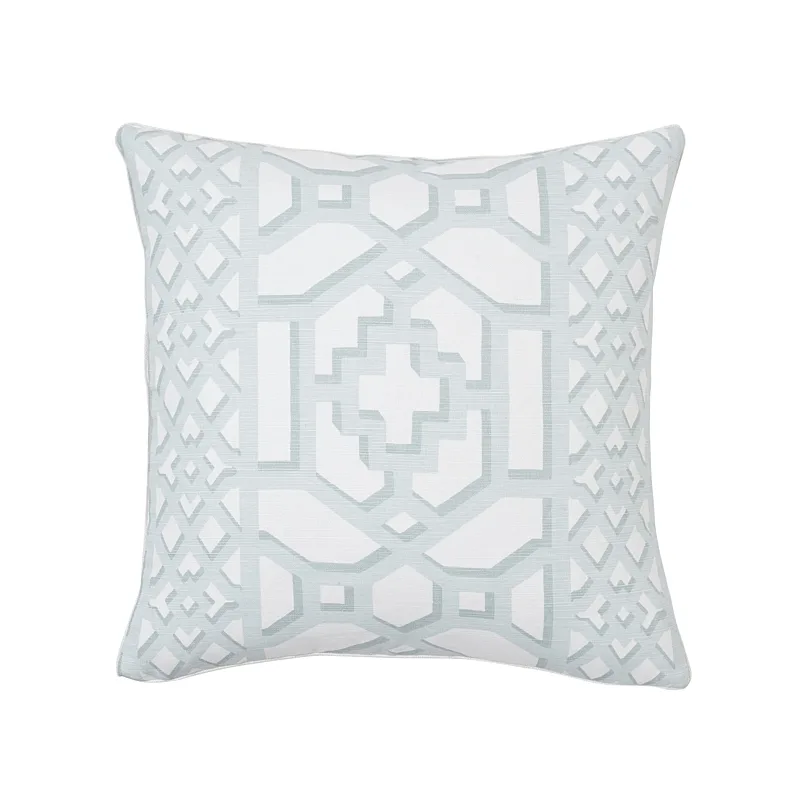 Schumacher Zanzibar Trellis Pillow in Winter Mint (SO17574604)