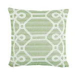 SO7193304 | Ziz Embroidery Pillow - Green & White Schumacher Ziz Embroidery Pillow in Green & White (SO7193304)