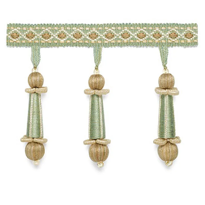 Schumacher Addington Molded Tassel Fringe trim in Mineral (63282)