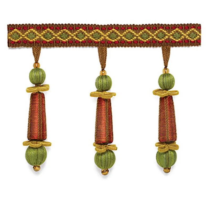 Schumacher Addington Molded Tassel Fringe trim in Rosewood (63280)