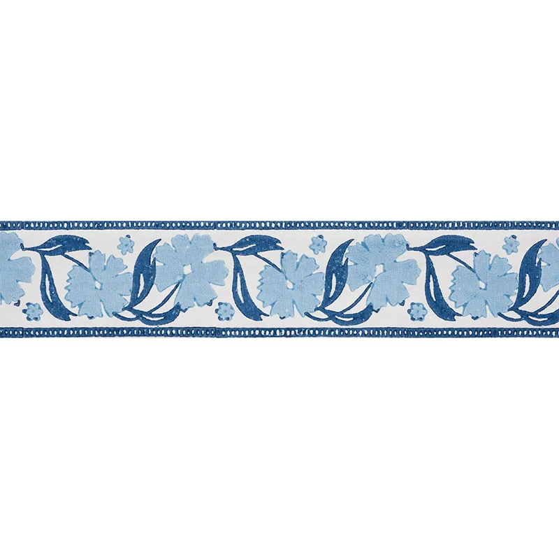 Schumacher Adra Hand Blocked Tape trim in Blues (74400)