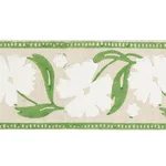 74405 | Adra Hand Blocked Tape - Ivory & Leaf Schumacher Adra Hand Blocked Tape trim in Ivory & Leaf (74405)