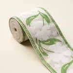 74405 | Adra Hand Blocked Tape - Ivory & Leaf Schumacher Adra Hand Blocked Tape trim in Ivory & Leaf (74405)