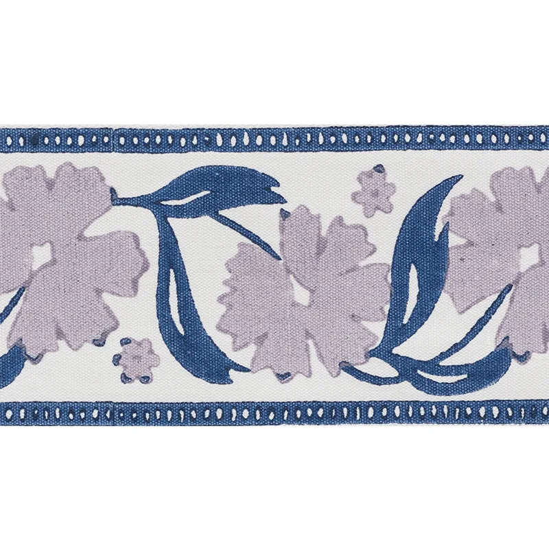 Schumacher Adra Hand Blocked Tape trim in Lilac & Blue (74401)