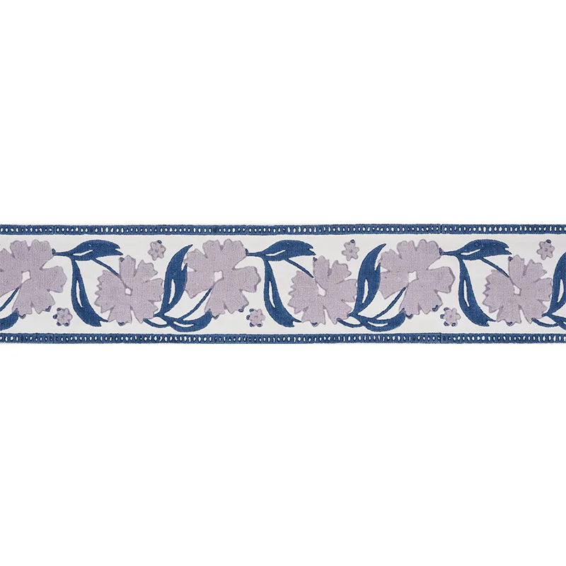 Schumacher Adra Hand Blocked Tape trim in Lilac & Blue (74401)