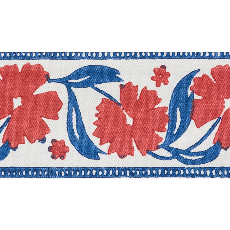 Schumacher Adra Hand Blocked Tape trim in Red & Blue (74402)