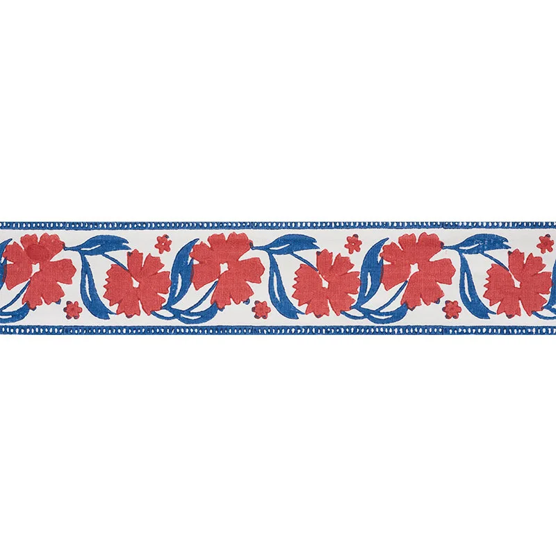 Schumacher Adra Hand Blocked Tape trim in Red & Blue (74402)
