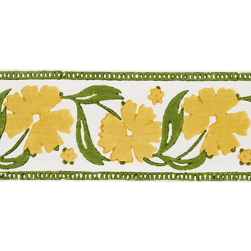 Schumacher Adra Hand Blocked Tape trim in Yellow & Green (74404)