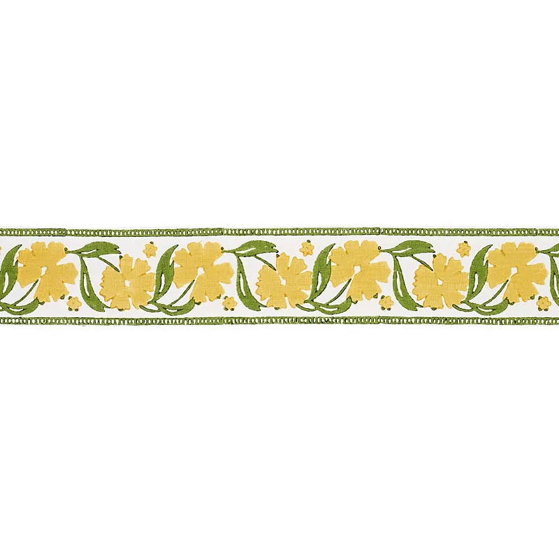 Schumacher Adra Hand Blocked Tape trim in Yellow & Green (74404)