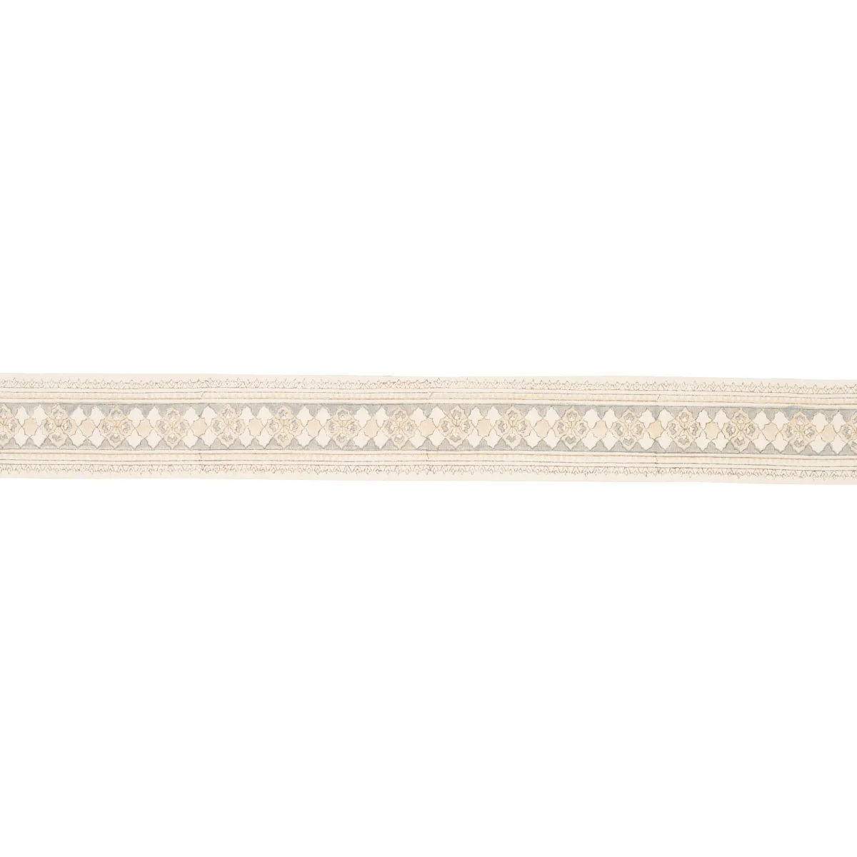 Schumacher Amira Hand Block Printed Tape trim in Sand & Grey (181371)