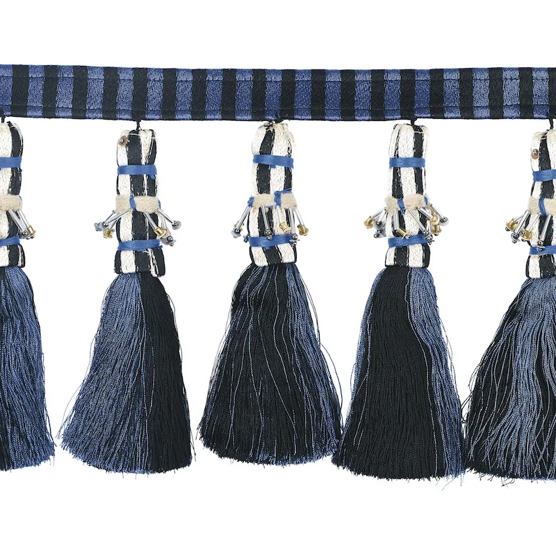 Schumacher Antony Tassel Trim in Blue & Black (79600)
