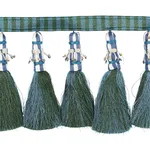 Schumacher Antony Tassel Trim in Peacock & Green (79601)