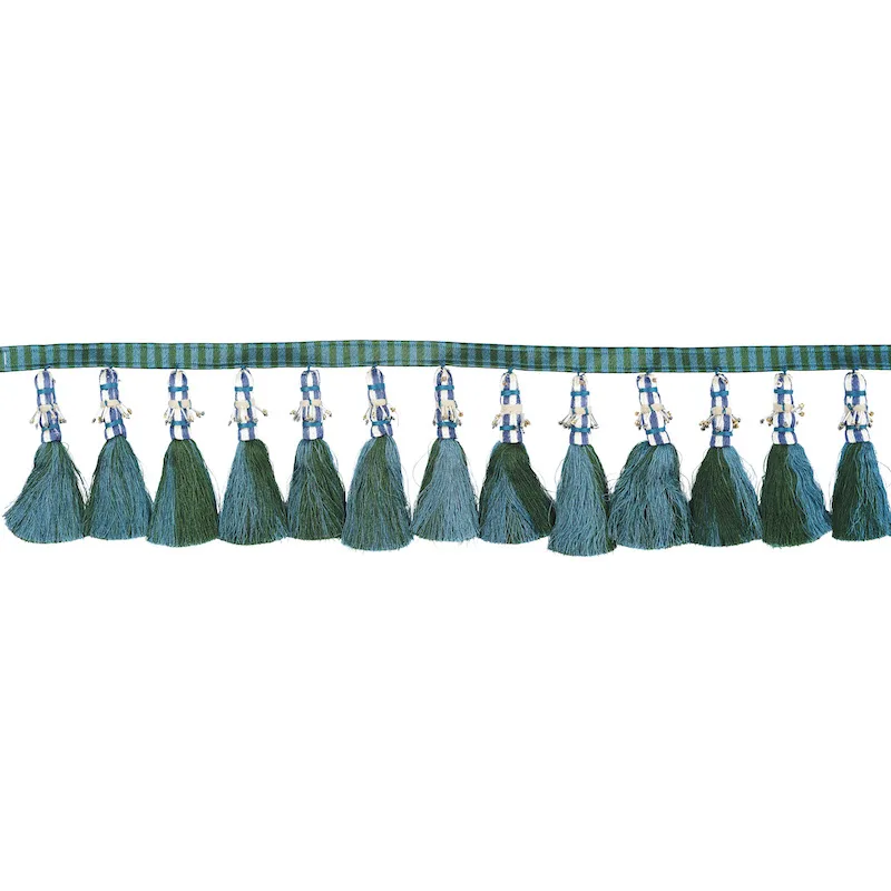 Schumacher Antony Tassel Trim in Peacock & Green (79601)