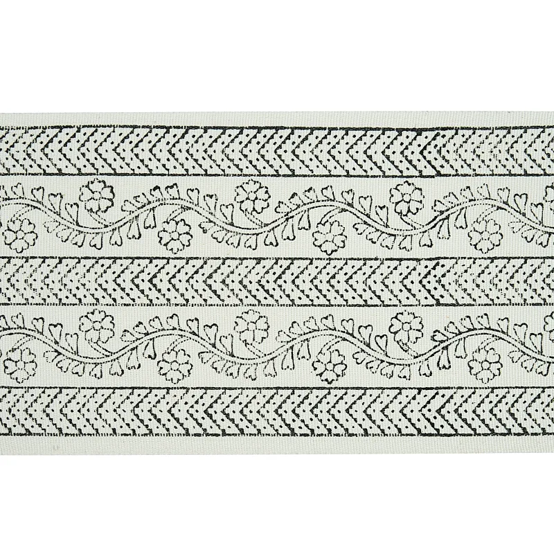 Schumacher Arbela Hand Blocked Tape trim in Charcoal (78440)