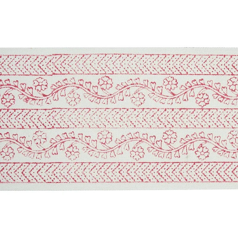 Schumacher Arbela Hand Blocked Tape trim in Pink (78442)