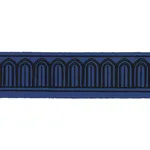 81150 | Arches Embroidered Tape Medium - Black on Navy Schumacher Arches Embroidered Tape Medium trim in Black on Navy (81150)