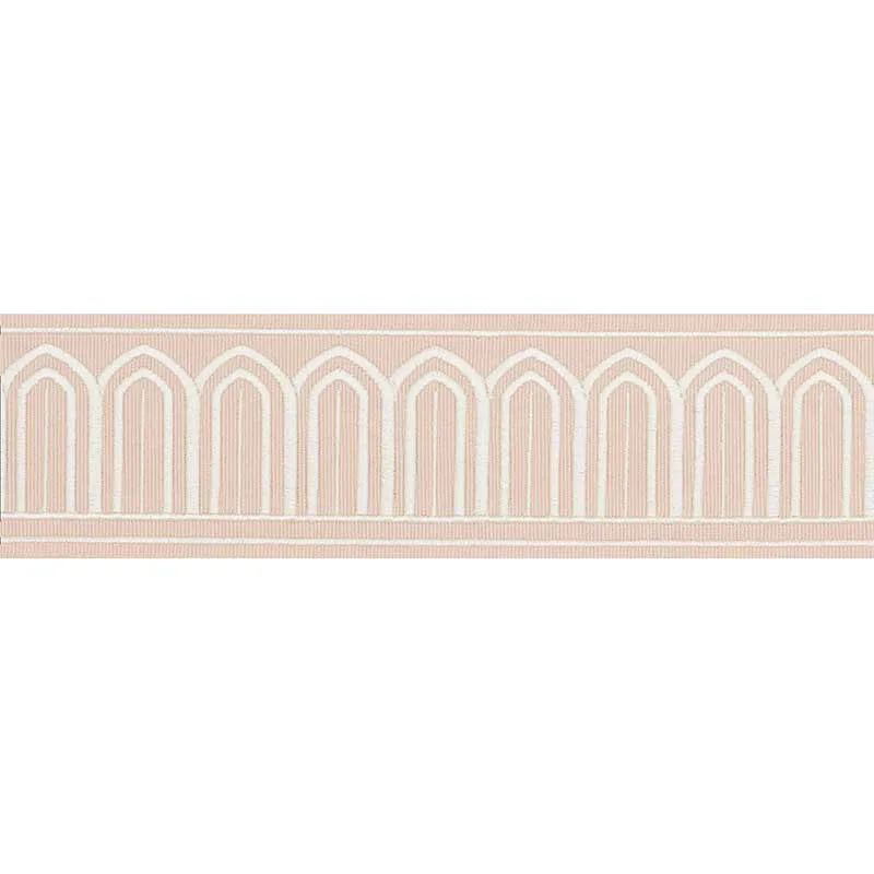 Schumacher Arches Embroidered Tape Medium trim in Blush (70764)
