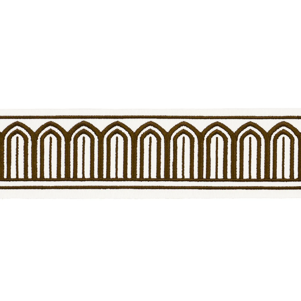Schumacher Arches Embroidered Tape Medium trim in Brown (81154)