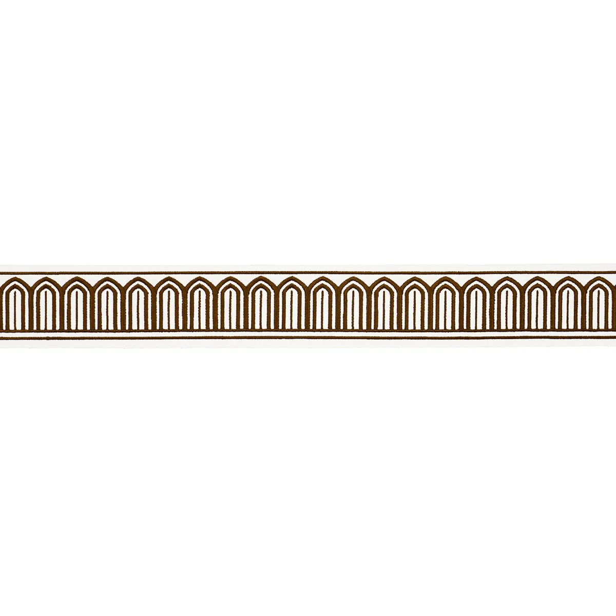 Schumacher Arches Embroidered Tape Medium trim in Brown (81154)