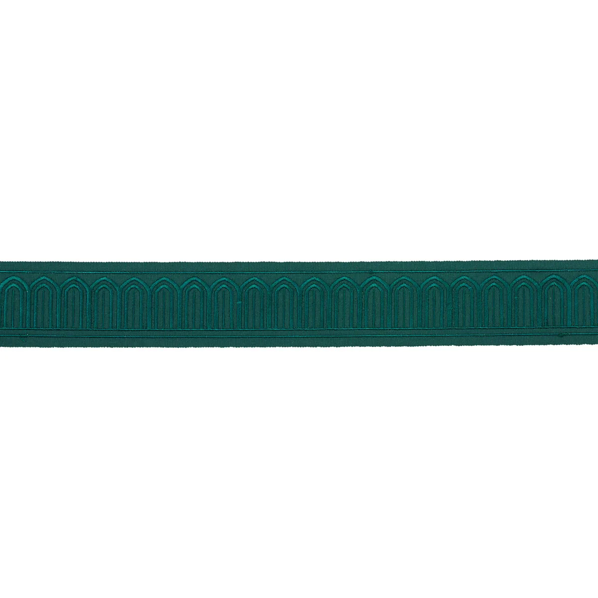 Schumacher Arches Embroidered Tape Medium trim in Emerald (70768)