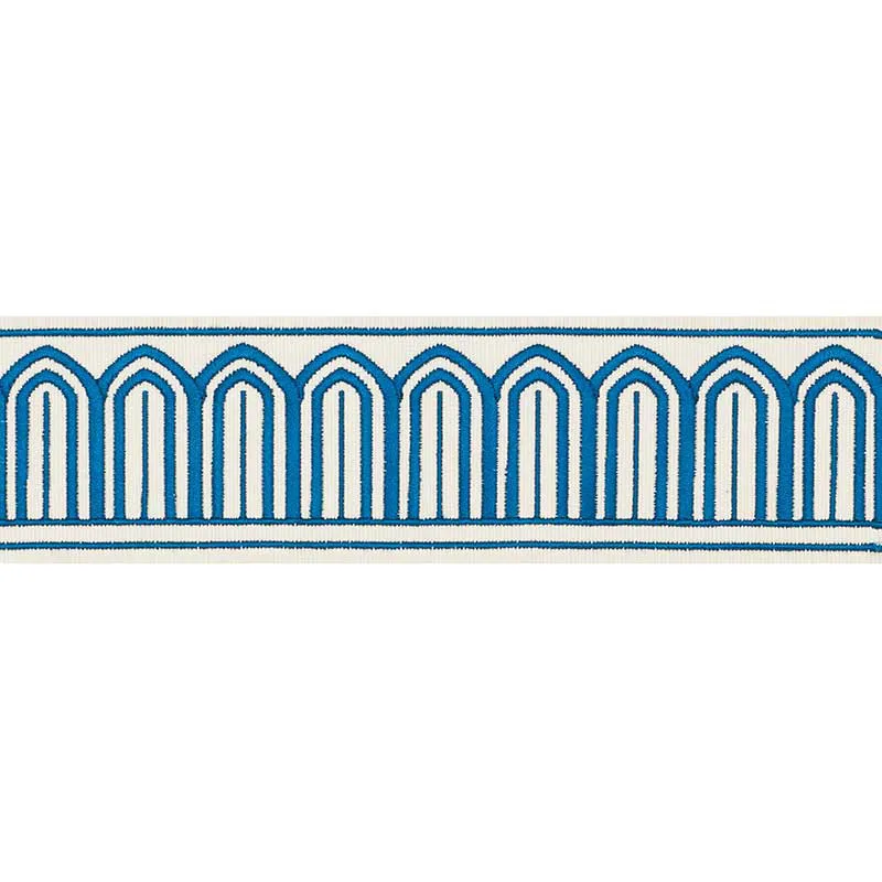 Schumacher Arches Embroidered Tape Medium trim in Peacock (70762)