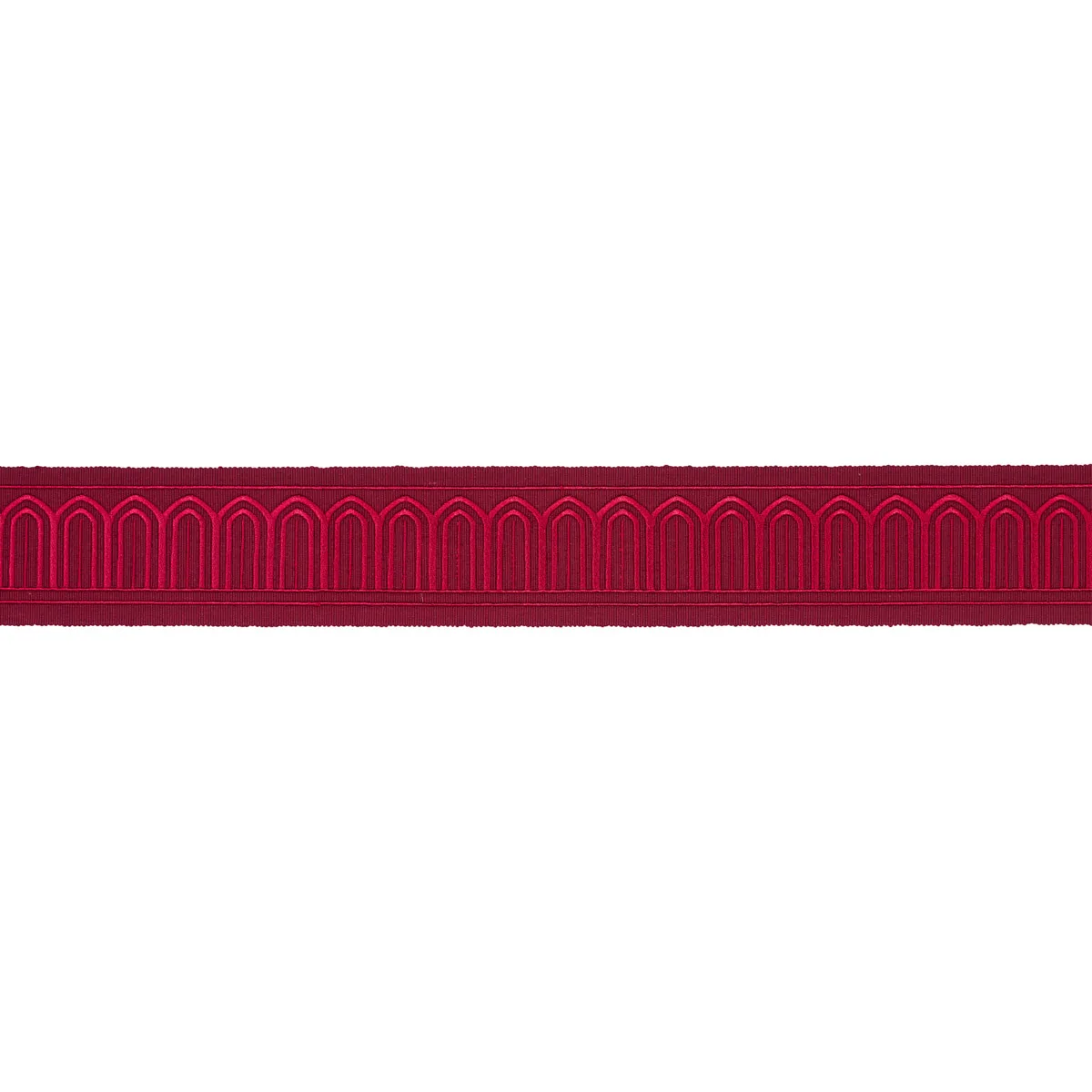 Schumacher Arches Embroidered Tape Medium trim in Red (70769)