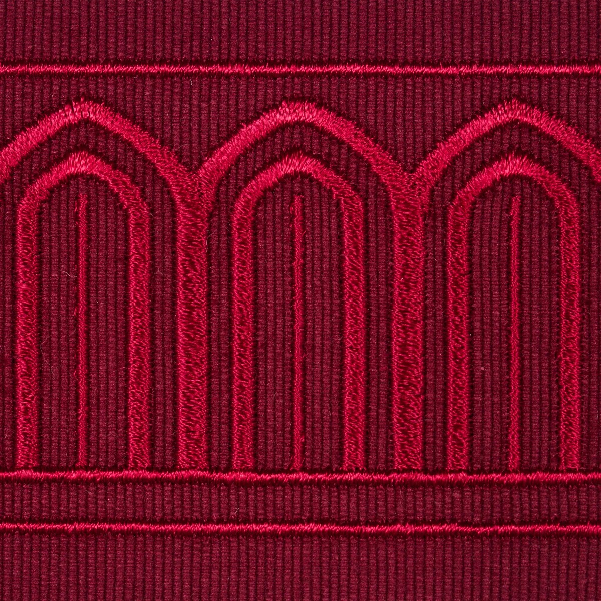 70769 | Arches Embroidered Tape Medium - Red Schumacher Arches Embroidered Tape Medium trim in Red (70769)