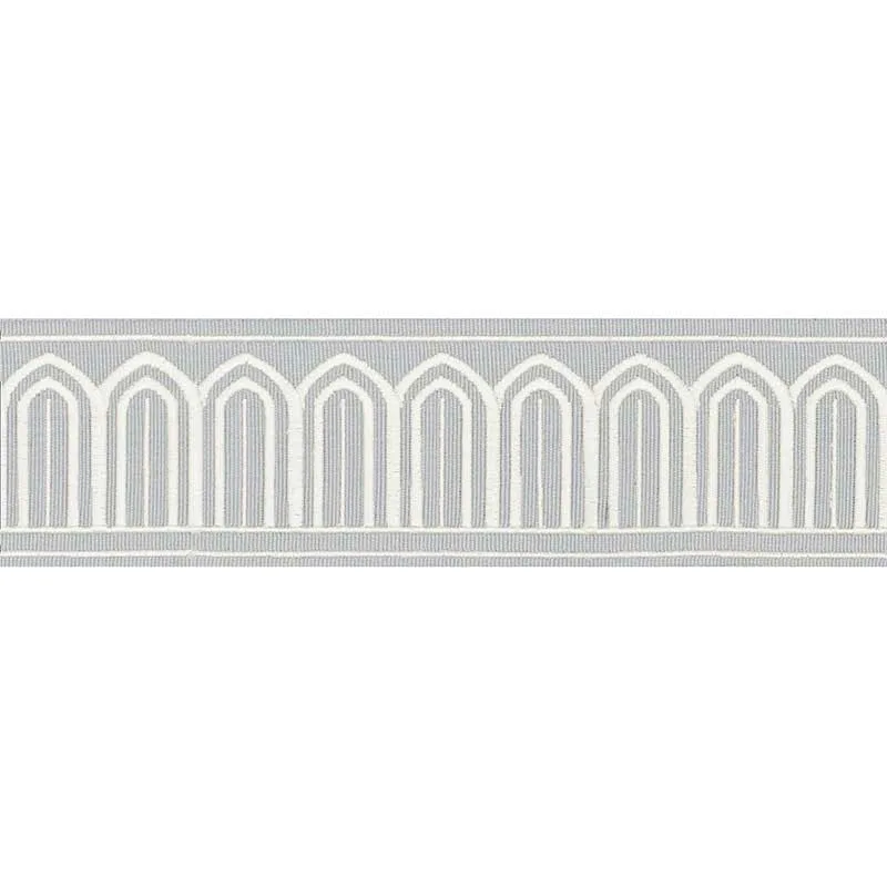 Schumacher Arches Embroidered Tape Medium trim in Sky (70763)