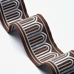 81153 | Arches Embroidered Tape Medium - Sky on Brown Schumacher Arches Embroidered Tape Medium trim in Sky on Brown (81153)