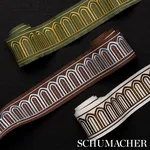 81153 | Arches Embroidered Tape Medium - Sky on Brown Schumacher Arches Embroidered Tape Medium trim in Sky on Brown (81153)