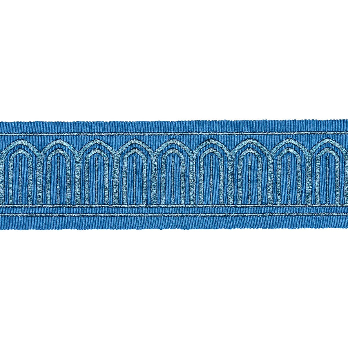 Schumacher Arches Embroidered Tape Medium trim in Teal (81151)