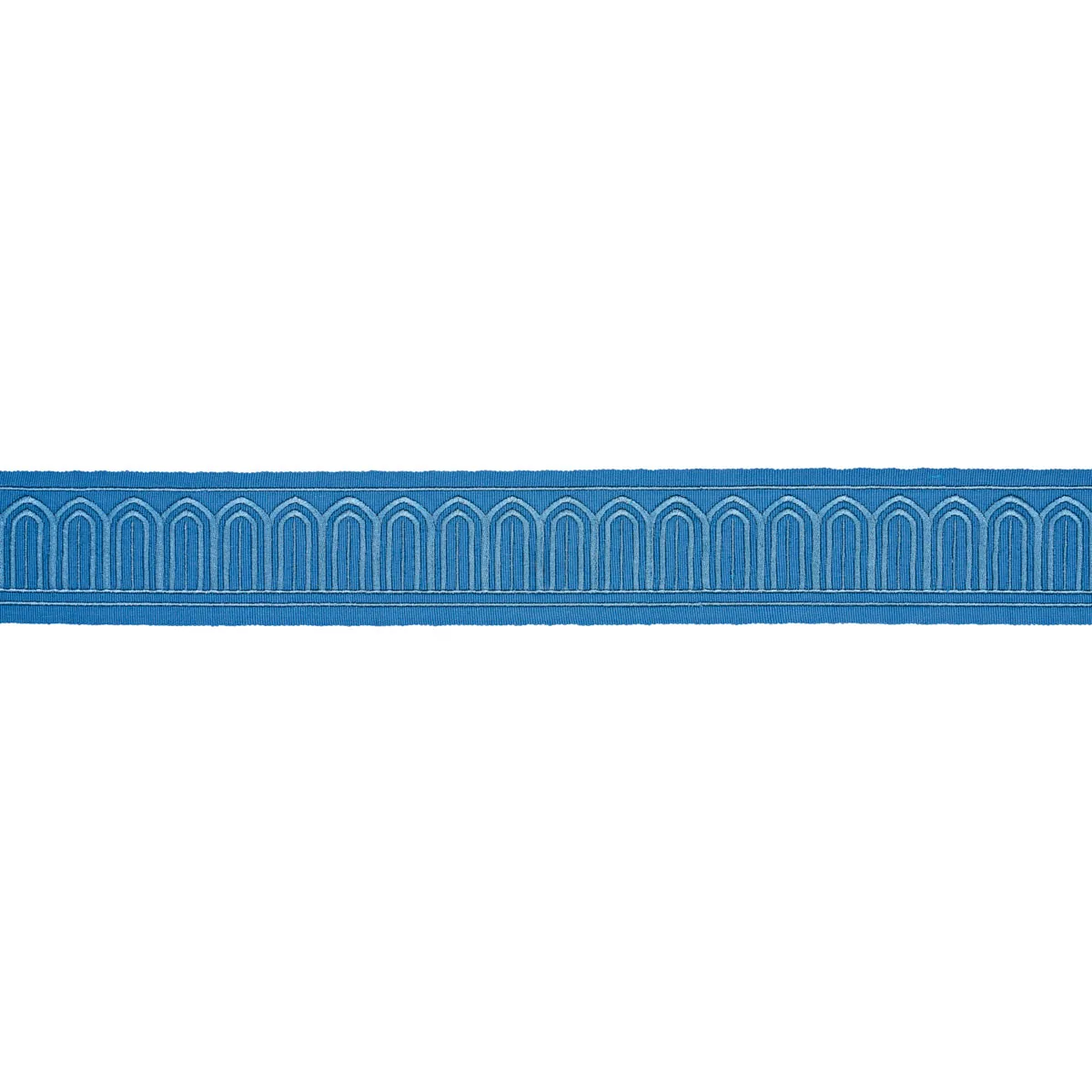 Schumacher Arches Embroidered Tape Medium trim in Teal (81151)