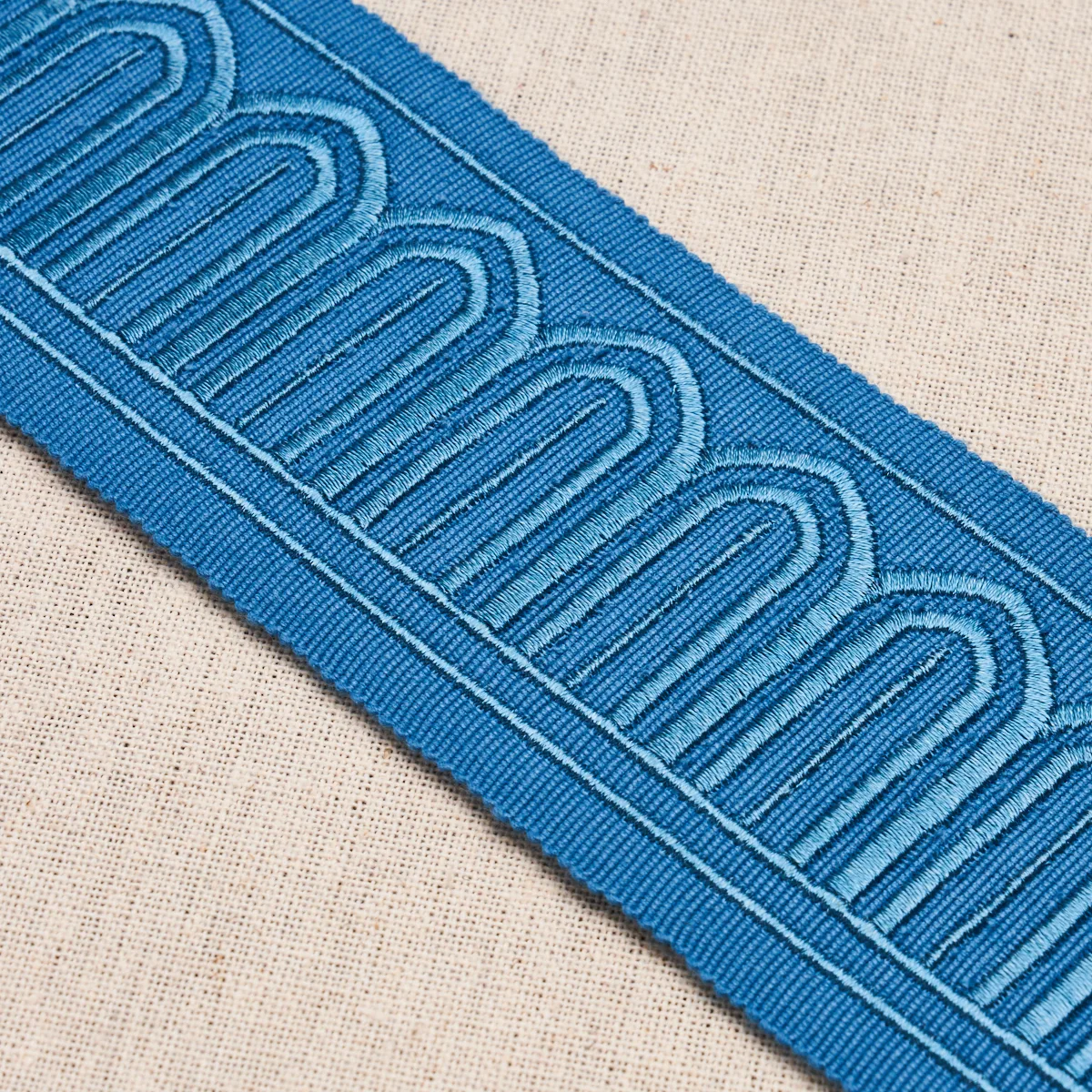 81151 | Arches Embroidered Tape Medium - Teal Schumacher Arches Embroidered Tape Medium trim in Teal (81151)