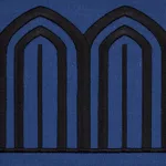 81160 | Arches Embroidered Tape Wide - Black on Navy Schumacher Arches Embroidered Tape Wide trim in Black on Navy (81160)