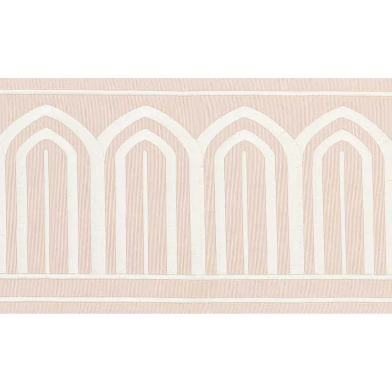 Schumacher Arches Embroidered Tape Wide trim in Blush (70774)