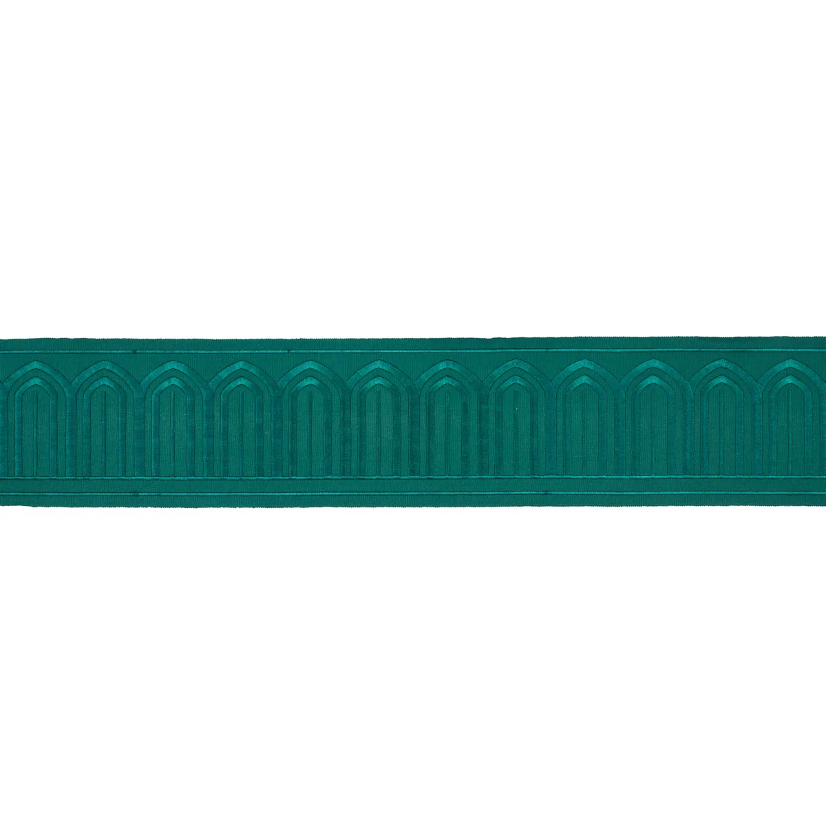 Schumacher Arches Embroidered Tape Wide trim in Emerald (70779)