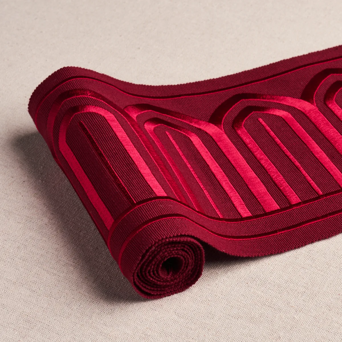 70778 | Arches Embroidered Tape Wide - Red Schumacher Arches Embroidered Tape Wide trim in Red (70778)