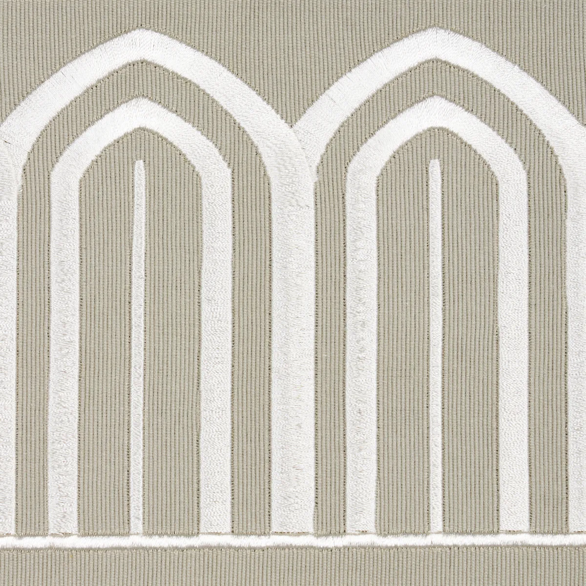 70776 | Arches Embroidered Tape Wide - Taupe Schumacher Arches Embroidered Tape Wide trim in Taupe (70776)