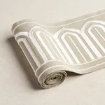 70776 | Arches Embroidered Tape Wide - Taupe Schumacher Arches Embroidered Tape Wide trim in Taupe (70776)