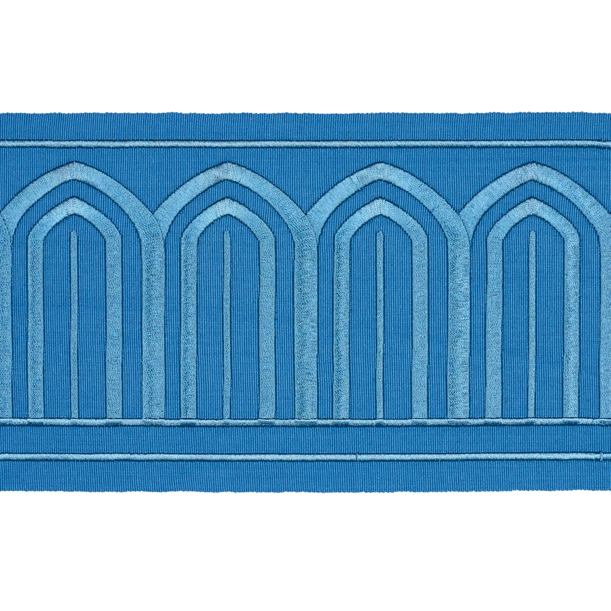 Schumacher Arches Embroidered Tape Wide trim in Teal (81161)