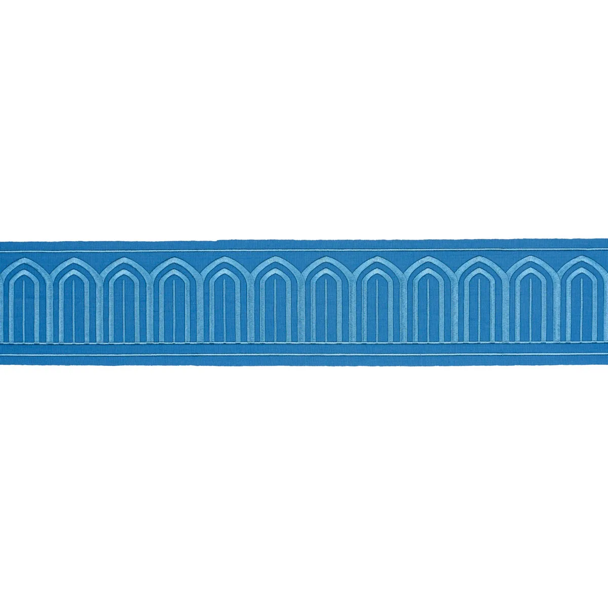 Schumacher Arches Embroidered Tape Wide trim in Teal (81161)