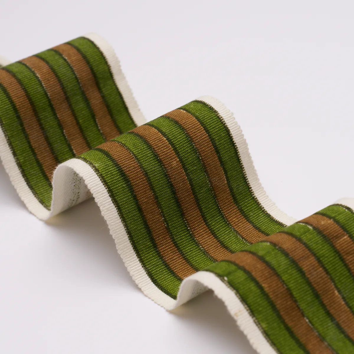 85432 | Arya Stripe Hand Block Trim - Green Schumacher Arya Stripe Hand Block Trim in Green (85432)