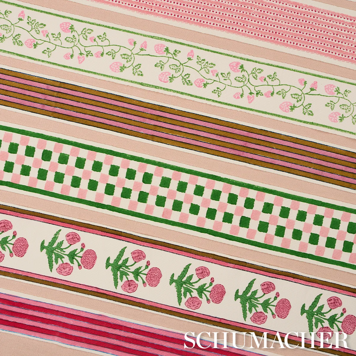 85430 | Arya Stripe Hand Block Trim - Pink Schumacher Arya Stripe Hand Block Trim in Pink (85430)