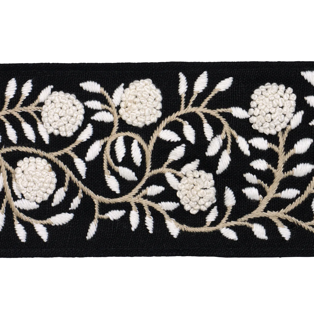 Schumacher Ashoka Tape trim in Black & Cream (76298)