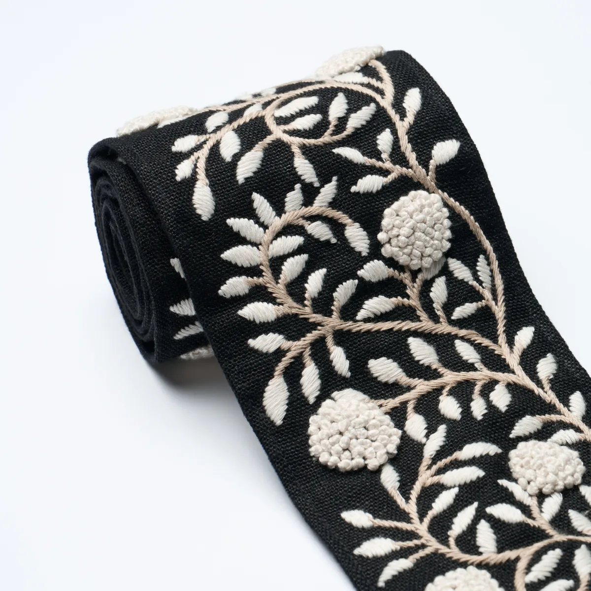 Schumacher Ashoka Tape trim in Black & Cream (76298)