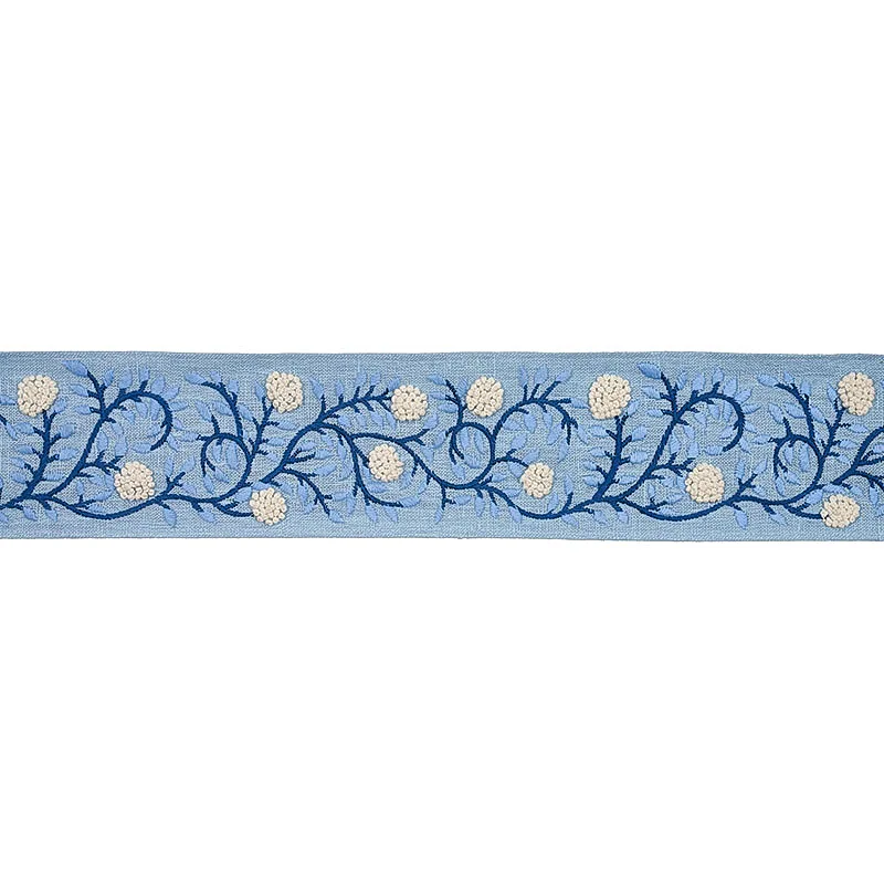 Schumacher Ashoka Tape trim in Ivory & Blue (76294)