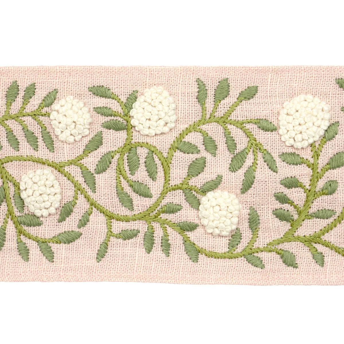 Schumacher Ashoka Tape trim in Leaf & Blush (76296)