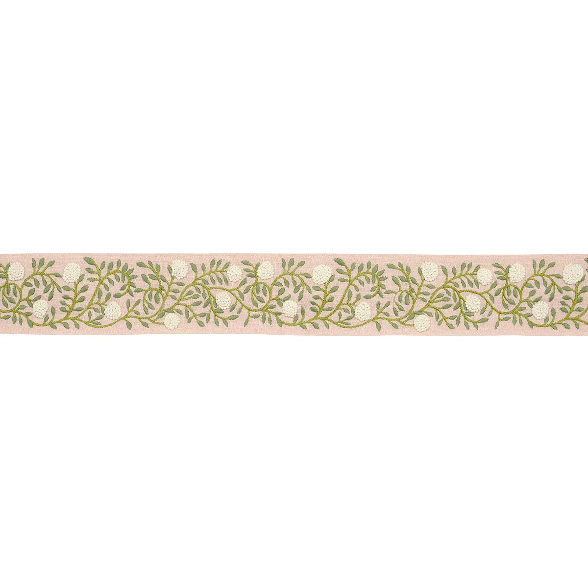 Schumacher Ashoka Tape trim in Leaf & Blush (76296)